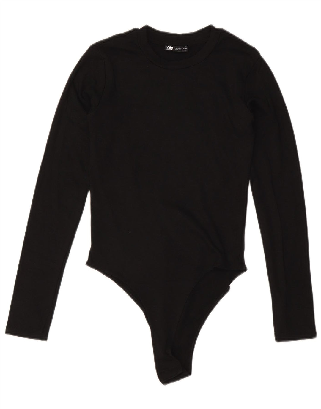 ZARA Womens Long Sleeve Bodysuit UK 14 Large Black