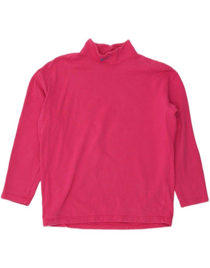 NIKE Womens Oversized Sweatshirt Jumper UK 14 Medium Pink Cotton