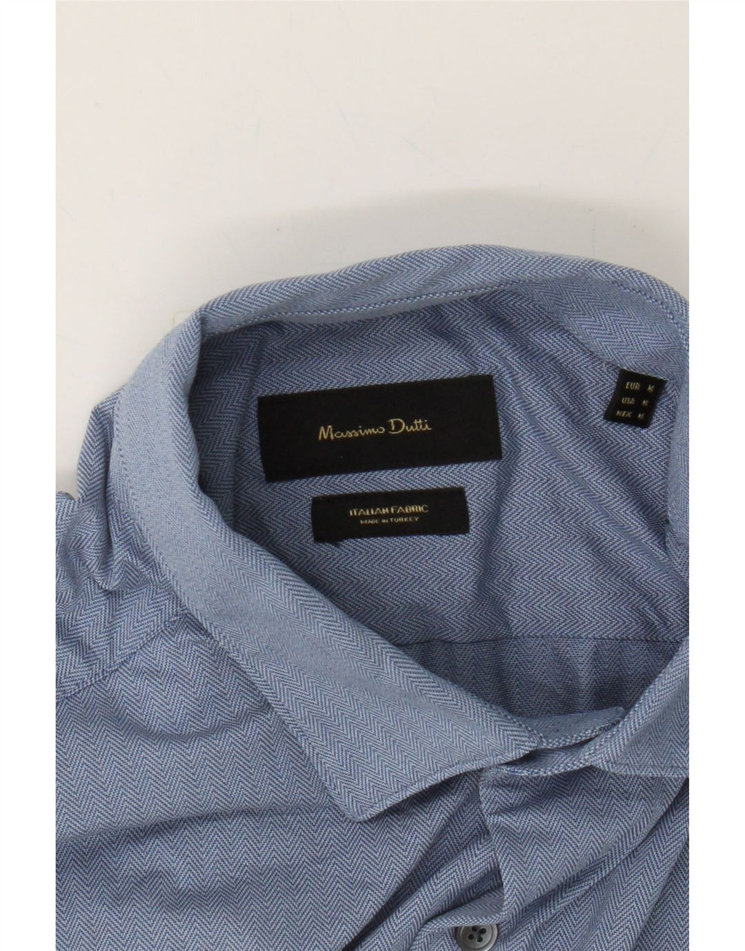 MASSIMO DUTTI Mens Shirt Medium Blue Herringbone Vintage Massimo Dutti and Second-Hand Massimo Dutti from Messina Hembry 