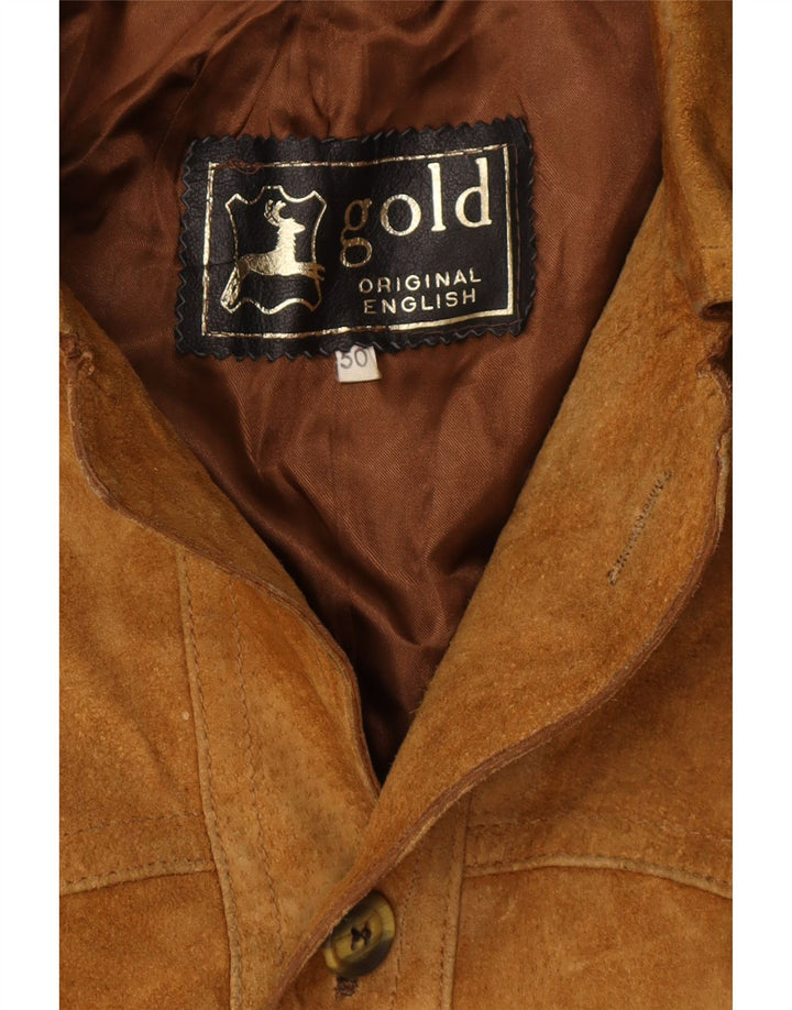 Vintage Mens Suede Jacket IT 50 Medium Beige Leather