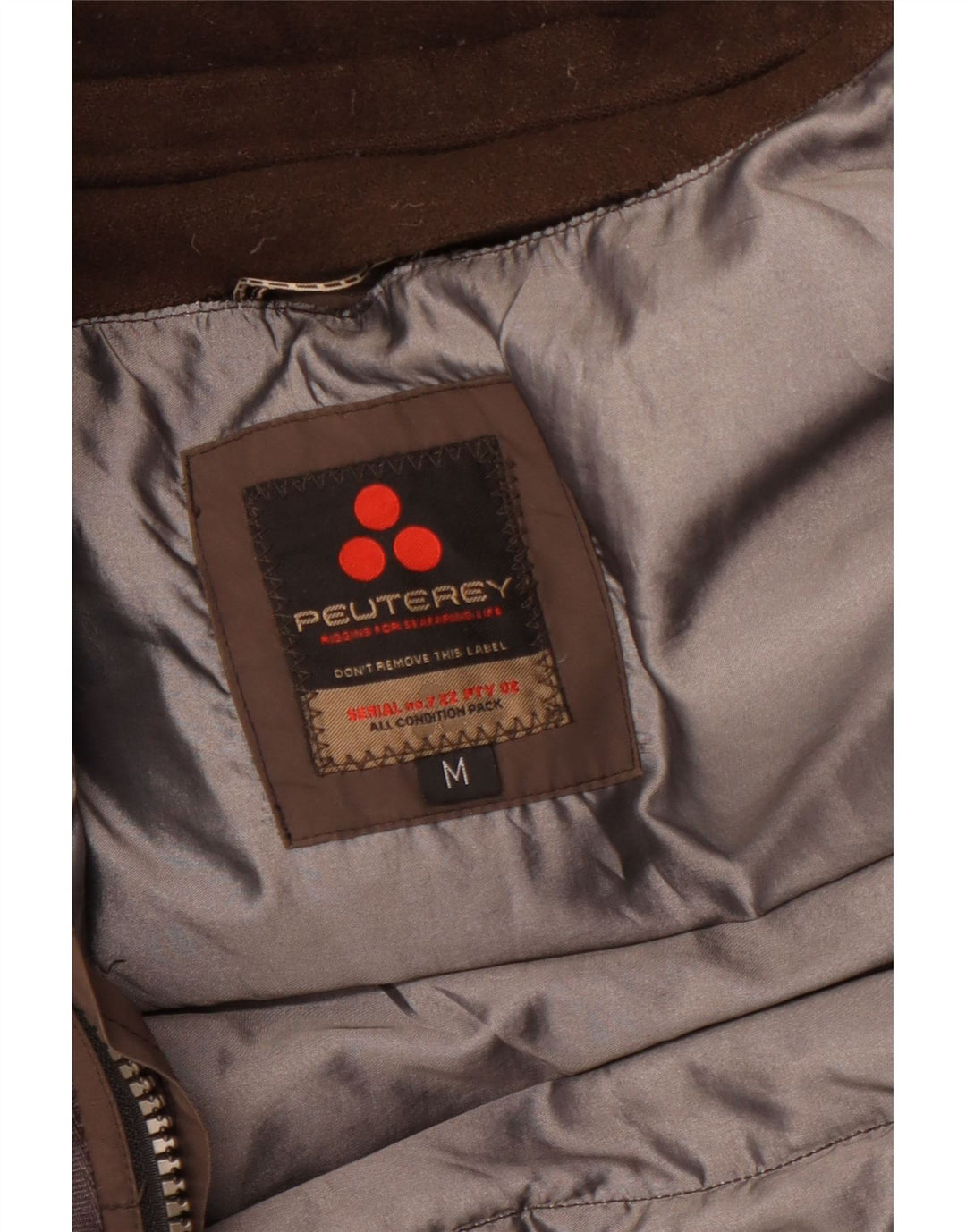 PEUTEREY Mens Hooded Padded Padded Jacket UK 38 Medium Brown Cotton