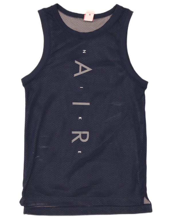 NIKE Mens Graphic Vest Top Small Navy Blue Polyester