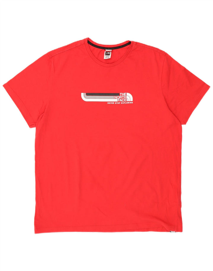 THE NORTH FACE Mens Graphic T-Shirt Top 2XL Red Cotton