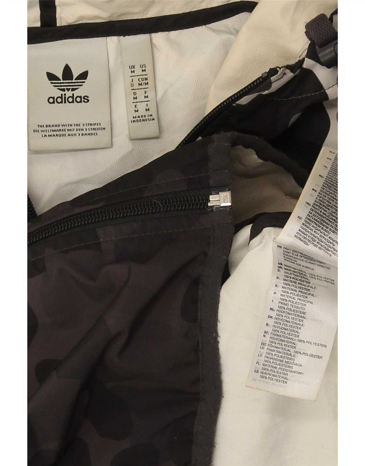 Adidas Mens Hooded Rain Jacket UK 38 Medium Grey Camouflage Polyester