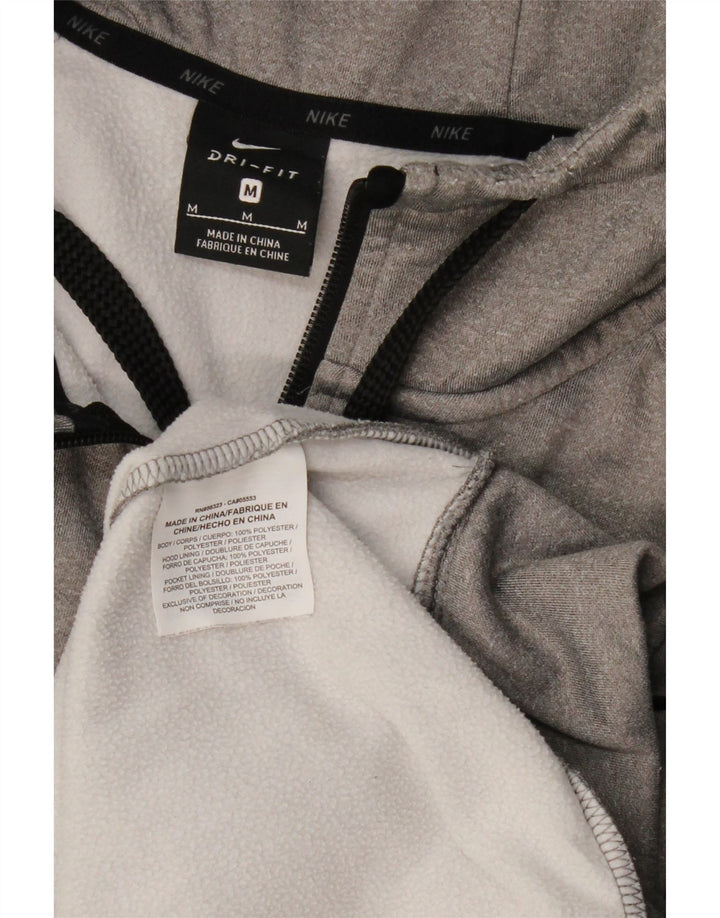 NIKE Mens Dri Fit Zip Hoodie Sweater Medium Grey Polyester