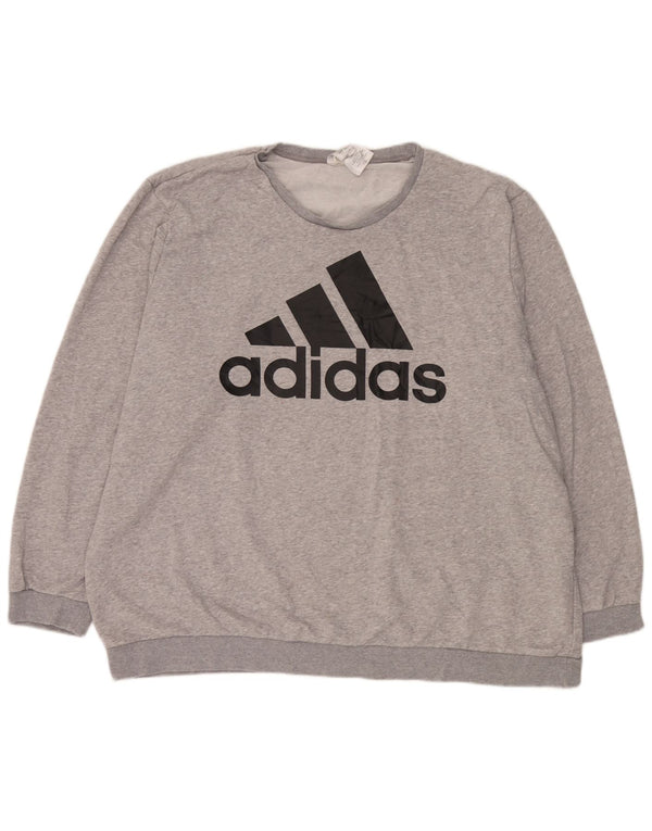Adidas Mens Graphic Sweatshirt Jumper 3XL Grey Flecked Cotton