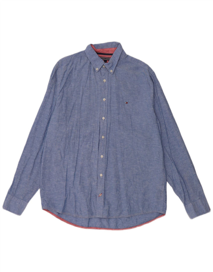 Tommy Hilfiger Mens Shirt Large Blue Cotton