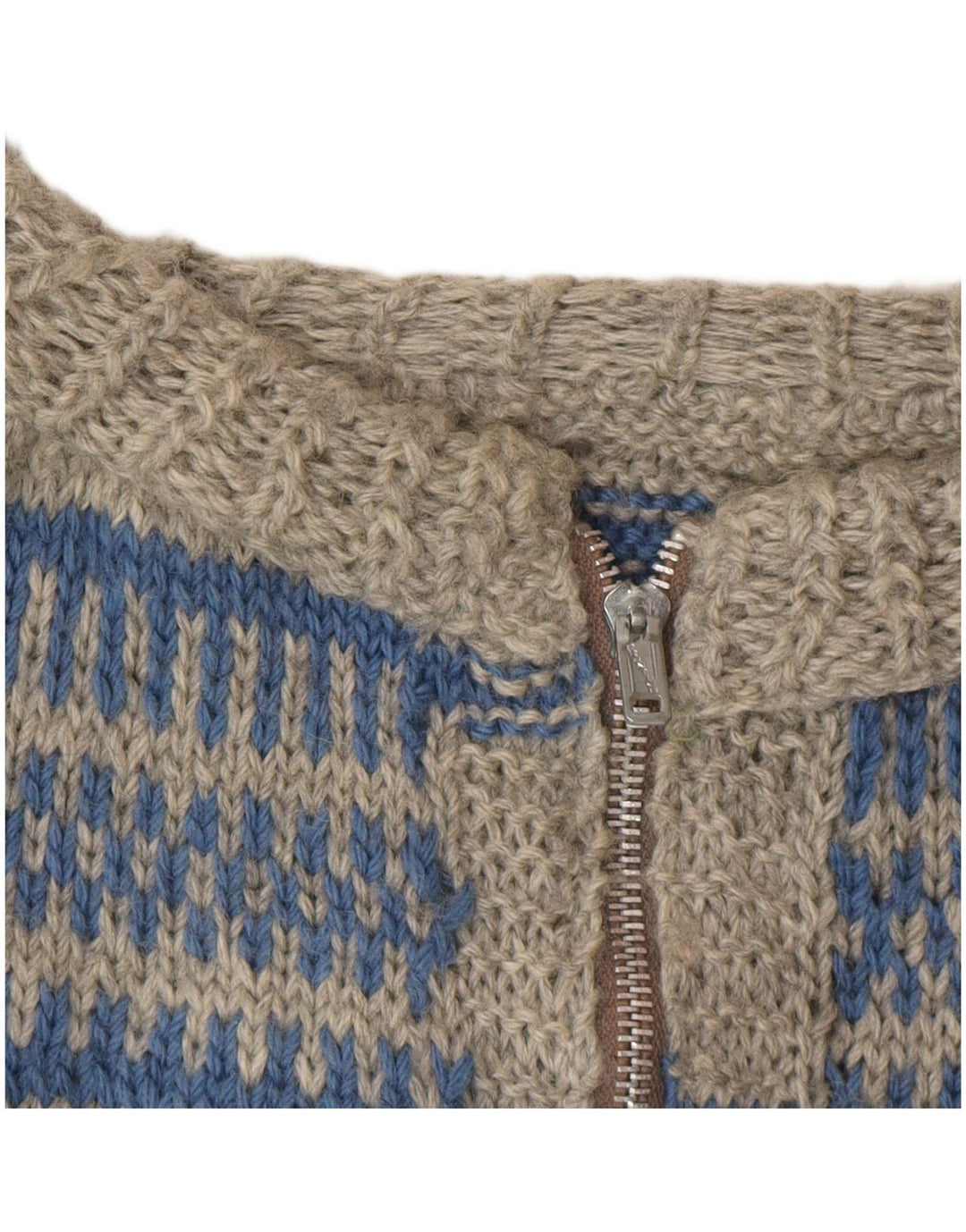 Vintage Mens Cardigan Sweater Large Grey Striped