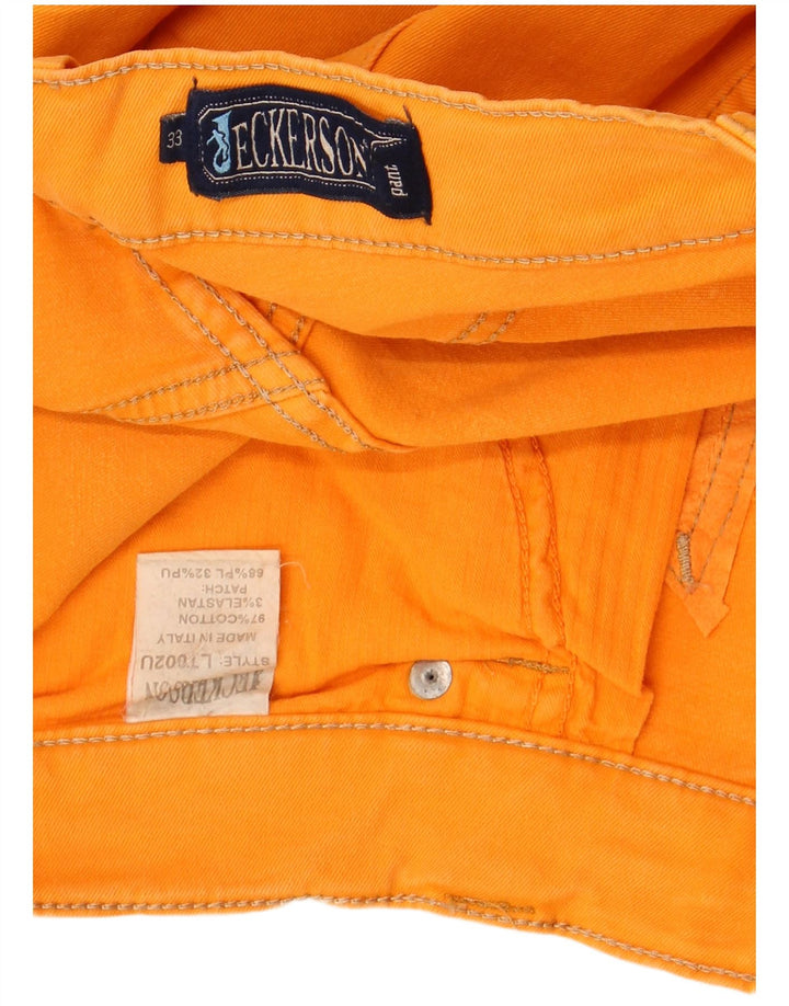 Jeckerson Mens Straight Jeans W33 L30 Orange Cotton