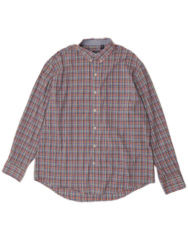 Izod Mens Shirt XL Multicoloured Gingham Cotton