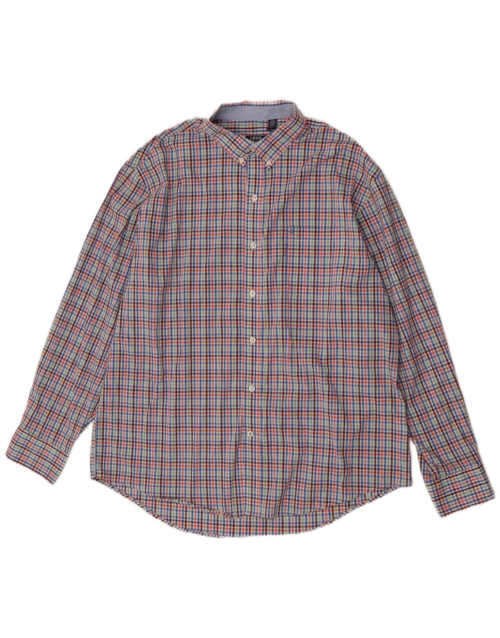 Izod Mens Shirt XL Multicoloured Gingham Cotton