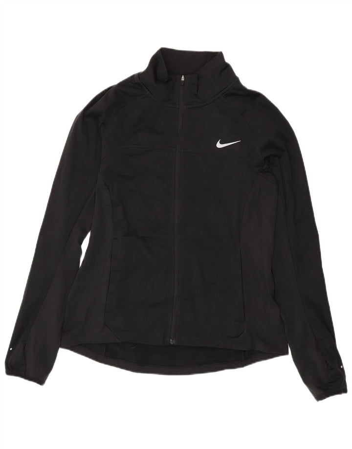 NIKE Womens Tracksuit Top Jacket UK 14 Medium Black Polyester
