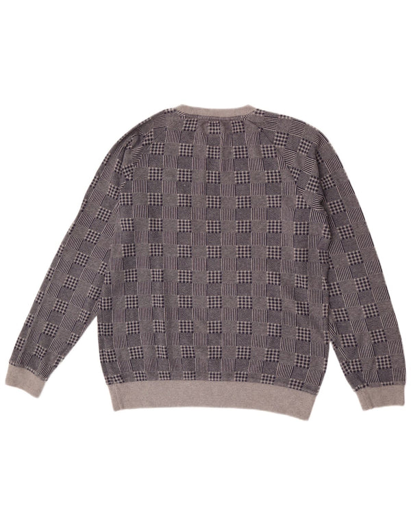Jack Wills Mens Crew Neck Jumper Sweater Medium Navy Blue Patchwork