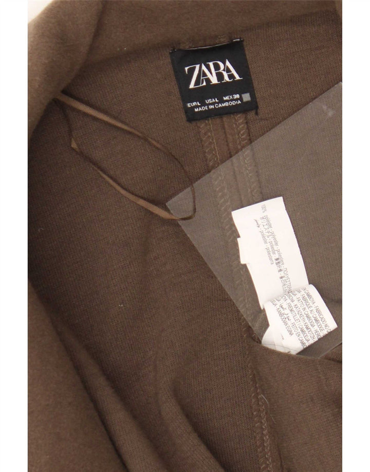 Zara Womens Open Overcoat UK 16 Large Brown Polyester