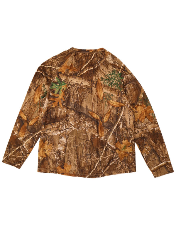 REALTREE Mens Top Long Sleeve UK 42/44 Large Brown Camouflage Polyester
