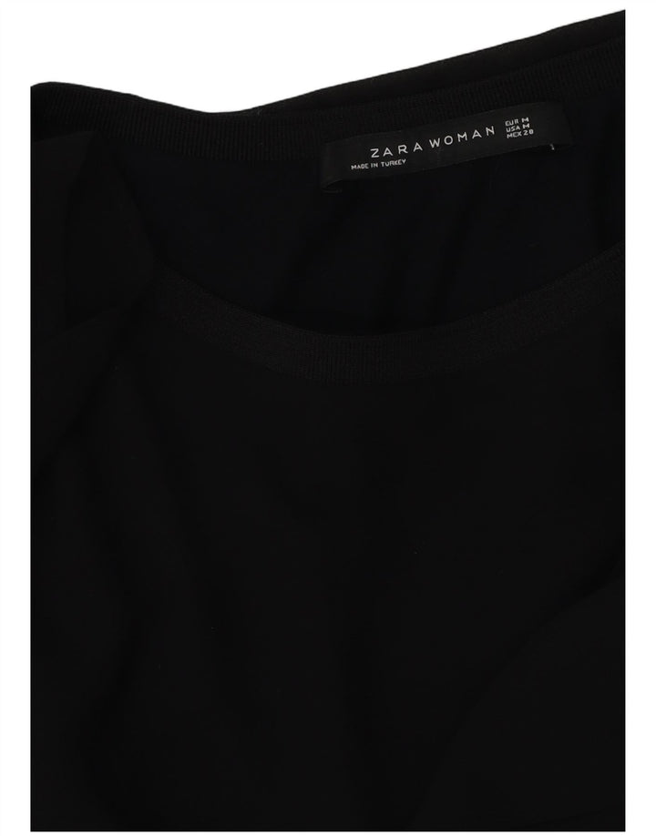 Zara Womens Blouse Top UK 14 Medium Black