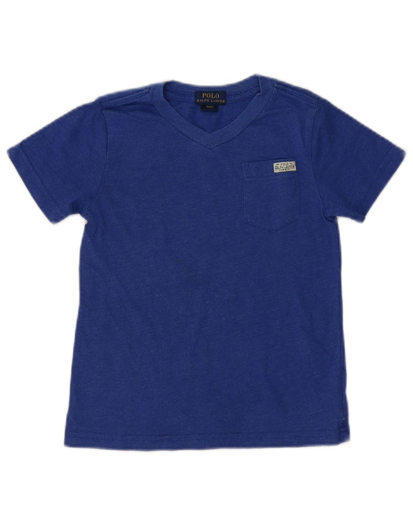 POLO RALPH LAUREN Boys T-Shirt Top 3-4 Years Blue Flecked Cotton