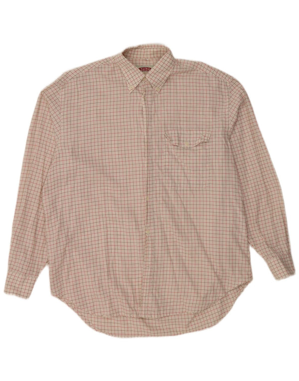 VINTAGE Mens Shirt Size 41 Large White Check Cotton