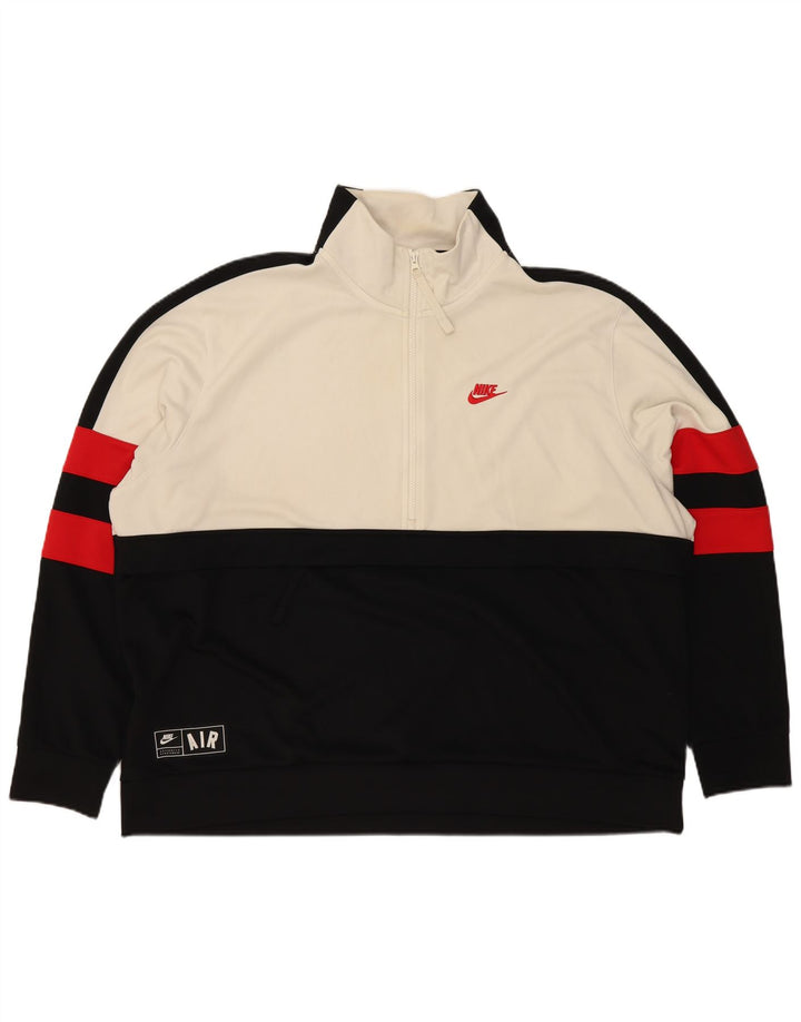 Nike Mens 1/4 Zip Sweatshirt Jumper 2XL Black Colourblock Polyester