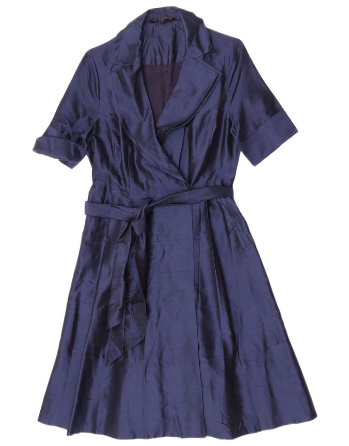 Coast Womens Wrap Dress UK 12 Medium Navy Blue Silk
