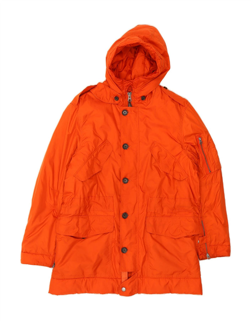 POLO RALPH LAUREN Mens Hooded Military Padded Coat UK 38 Medium Orange Vintage Polo Ralph Lauren and Second-Hand Polo Ralph Lauren from Messina Hembry 