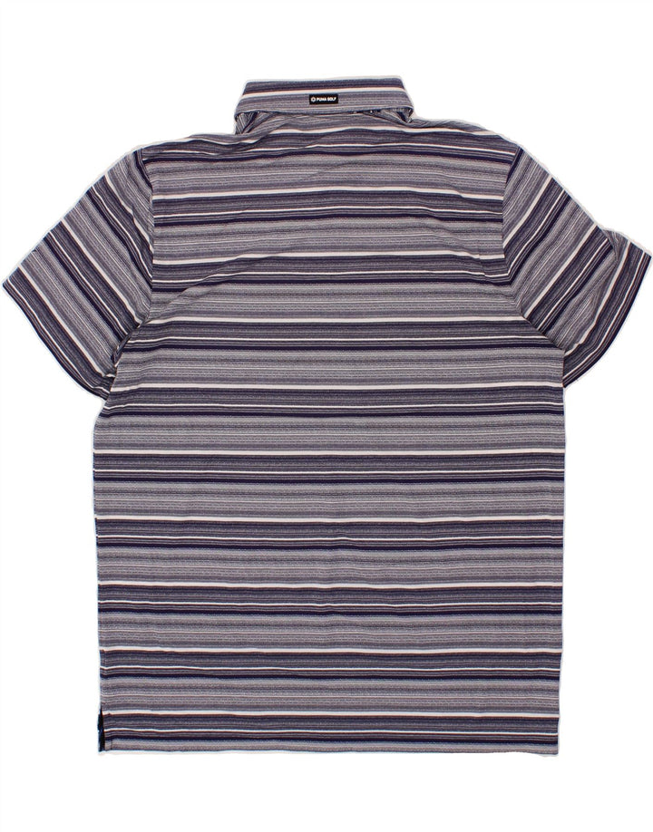 PUMA Mens Polo Shirt 2XL Navy Blue Striped Vintage Puma and Second-Hand Puma from Messina Hembry 