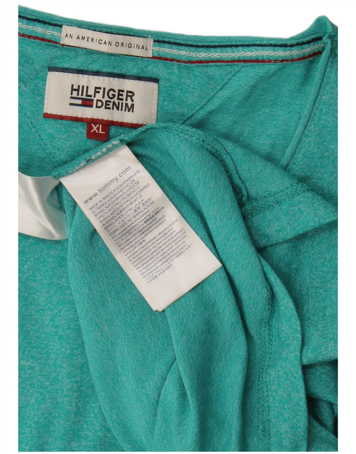TOMMY HILFIGER Mens T-Shirt Top XL Turquoise Polyester