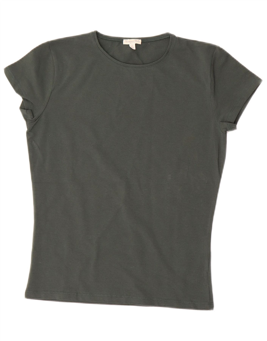 MASSIMO DUTTI Womens T-Shirt Top UK 10 Small Green Cotton