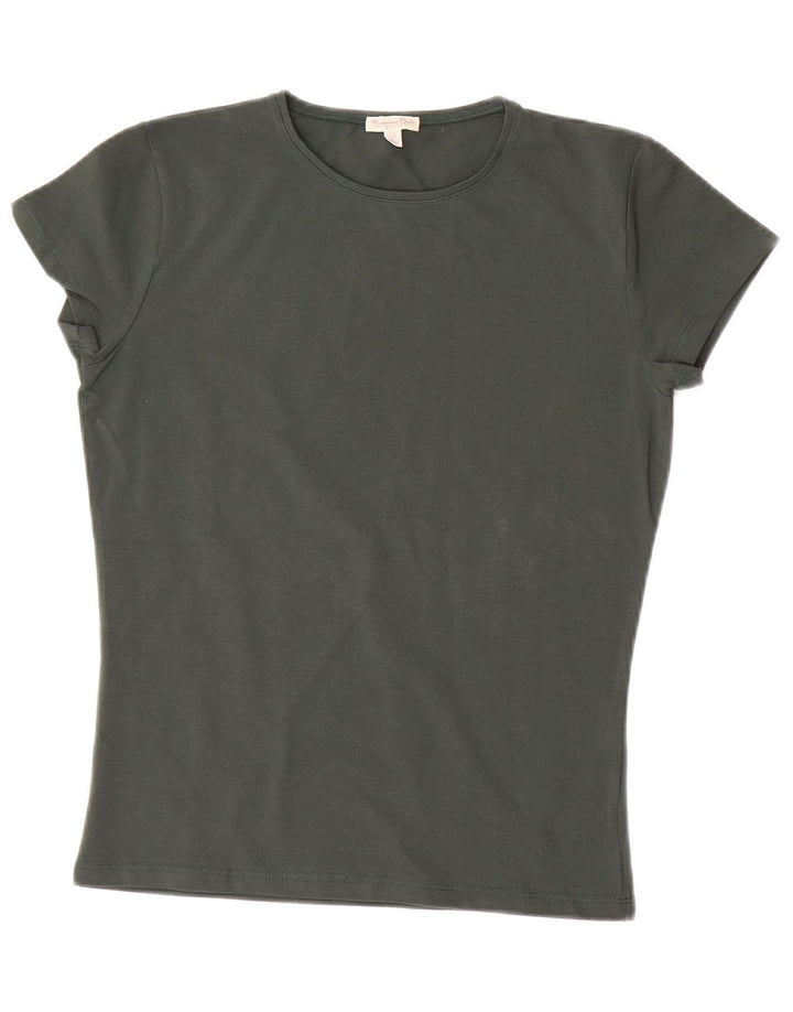 MASSIMO DUTTI Womens T-Shirt Top UK 10 Small Green Cotton