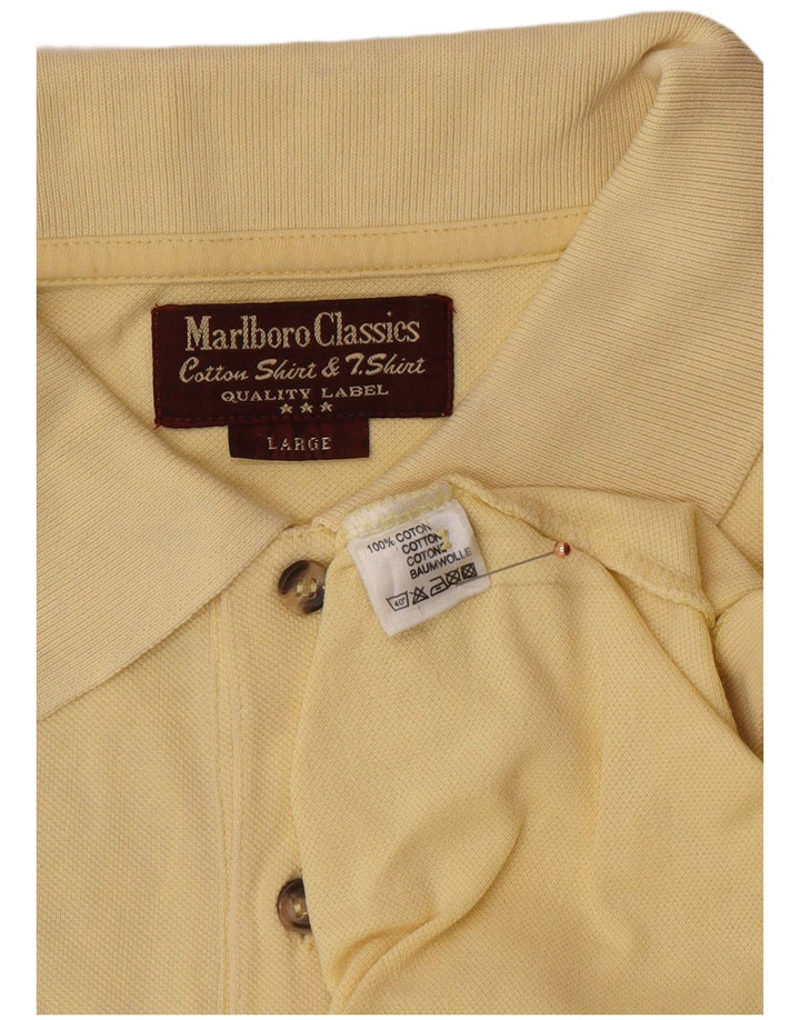 MARLBORO CLASSICS Mens Polo Shirt Large Yellow Cotton