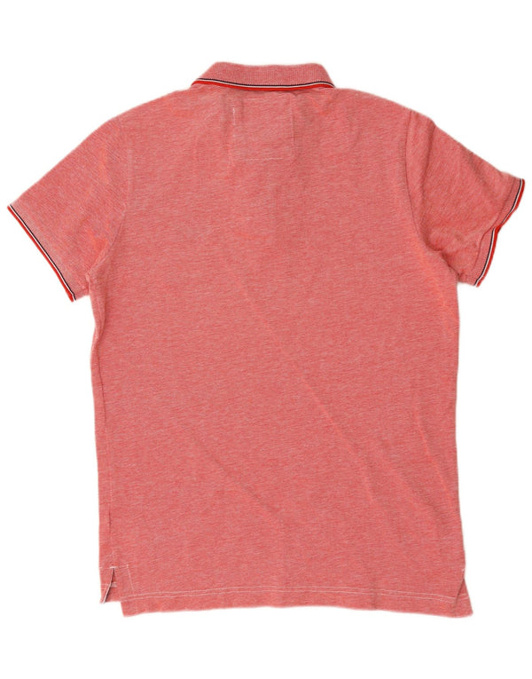 Superdry Mens Polo Shirt Large Red Flecked Cotton