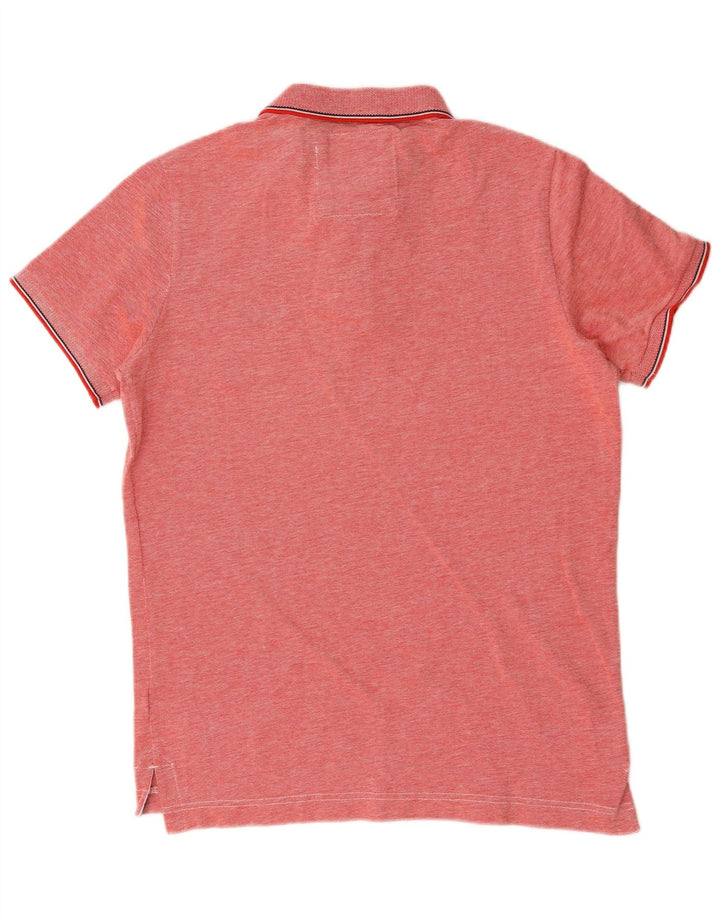 Superdry Mens Polo Shirt Large Red Flecked Cotton
