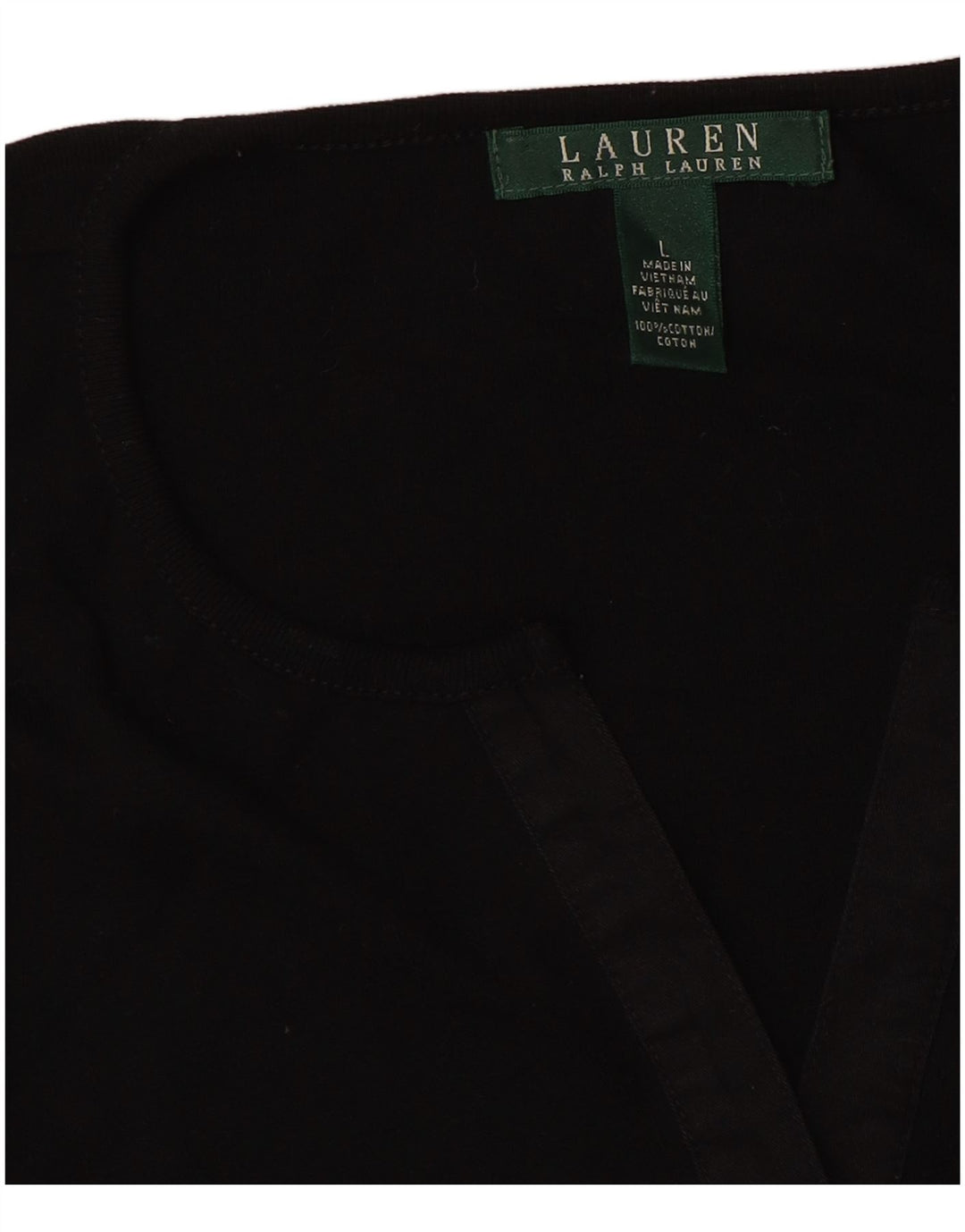 RALPH LAUREN Womens Top Long Sleeve UK 16 Large Black Cotton