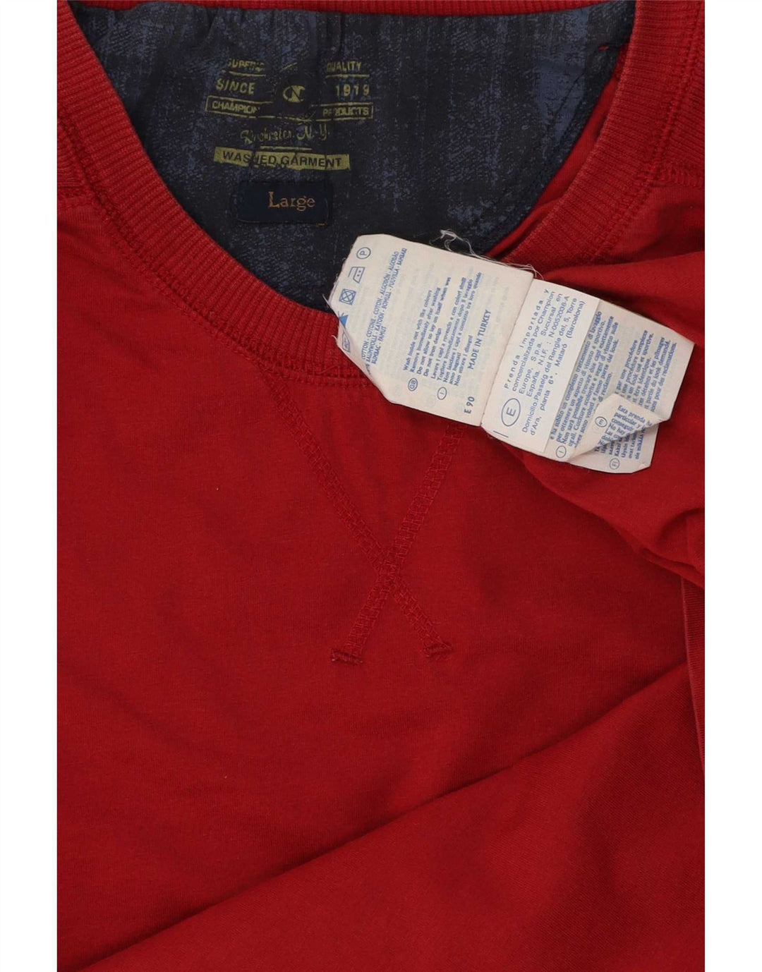 Champion Mens T-Shirt Top Large Red Cotton