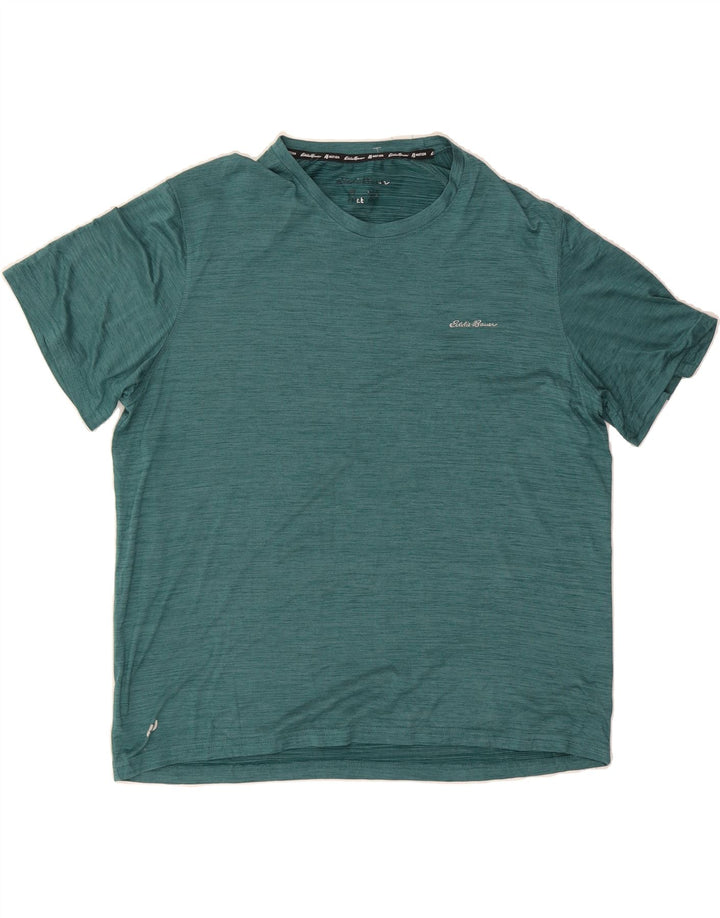 EDDIE BAUER Mens T-Shirt Top Large Blue Flecked Polyester Vintage Eddie Bauer and Second-Hand Eddie Bauer from Messina Hembry 