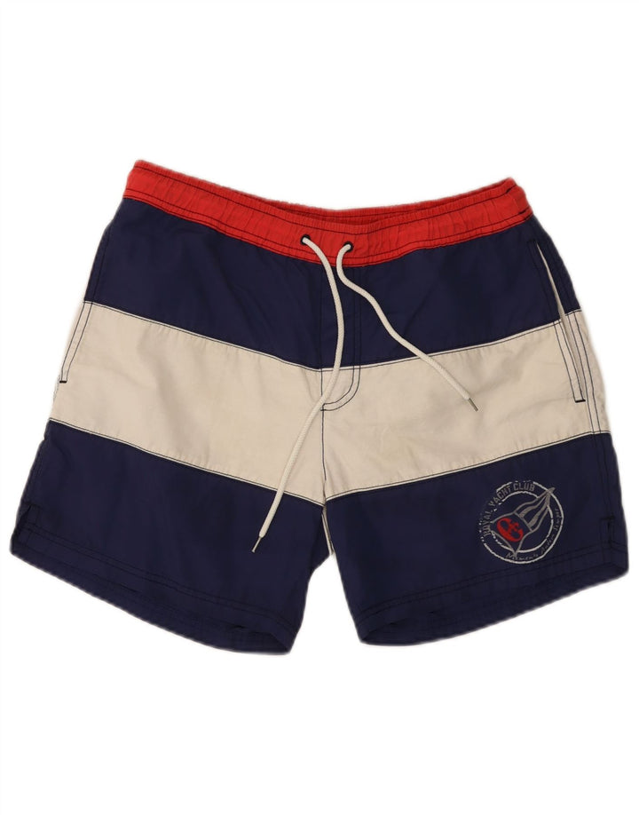 CONTE OF FLORENCE Mens Swimming Shorts Medium  Navy Blue Colourblock