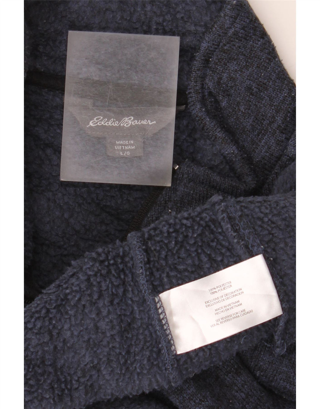 EDDIE BAUER Mens Zip Neck Sweatshirt Jumper Large Navy Blue Polyester