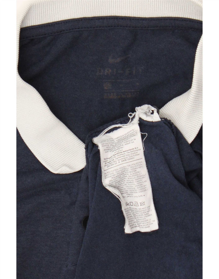 Nike Mens Dri Fit Rugby Polo Shirt Medium Navy Blue Polyester