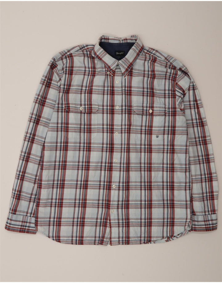 Wrangler Mens Shirt XL Blue Check Cotton