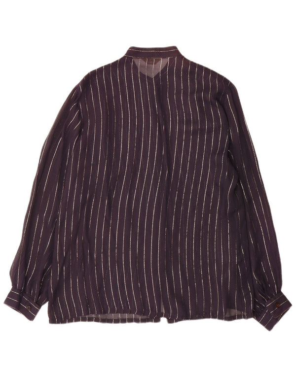 Vintage Womens Shirt Blouse IT 46 Large Navy Blue Pinstripe