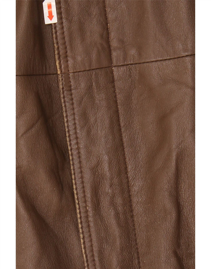 Vintage Mens Leather Jacket IT 52 XL Brown Leather