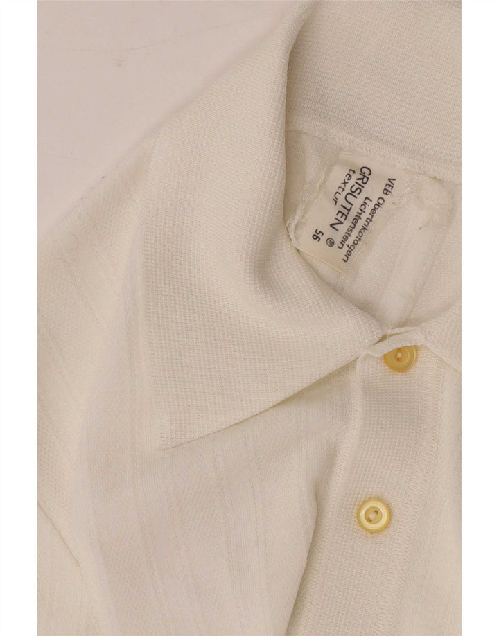 Vintage Mens Polo Shirt Medium White Synthetic