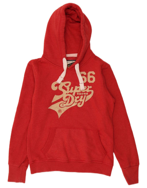 Superdry Womens Graphic Hoodie Jumper UK 16 Large Red Cotton