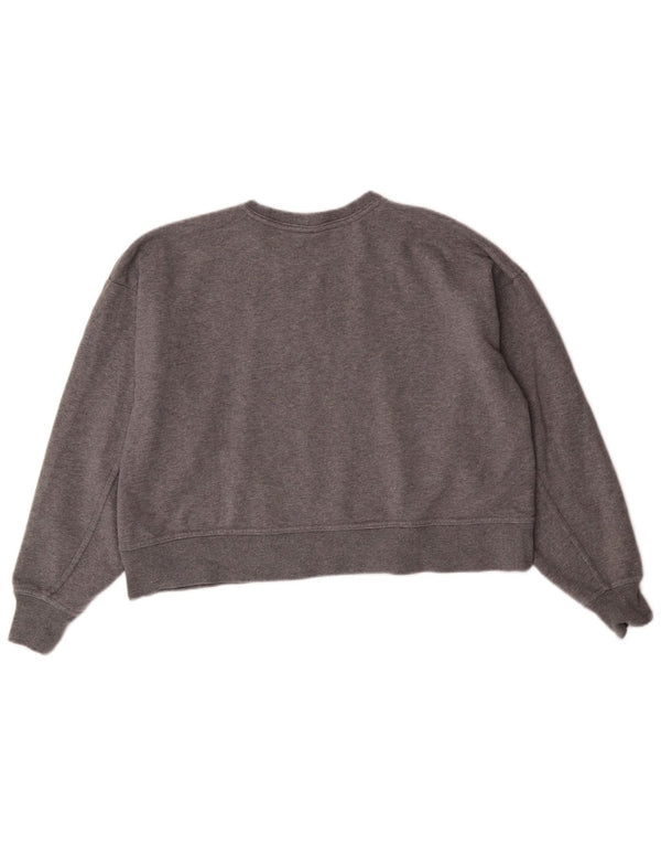 Nike Womens Dri Fit Graphic Oversized Sweatshirt Jumper UK 10 Small Grey