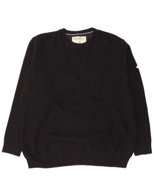 NORTH POLE Mens Crew Neck Jumper Sweater 2XL Black Wool