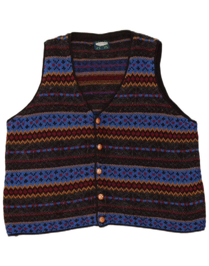 Vintage Mens Knit Waistcoat Large Multicoloured Geometric