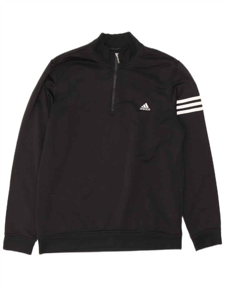 Adidas Mens Climalite Zip Neck Sweatshirt Jumper Medium Black Polyester