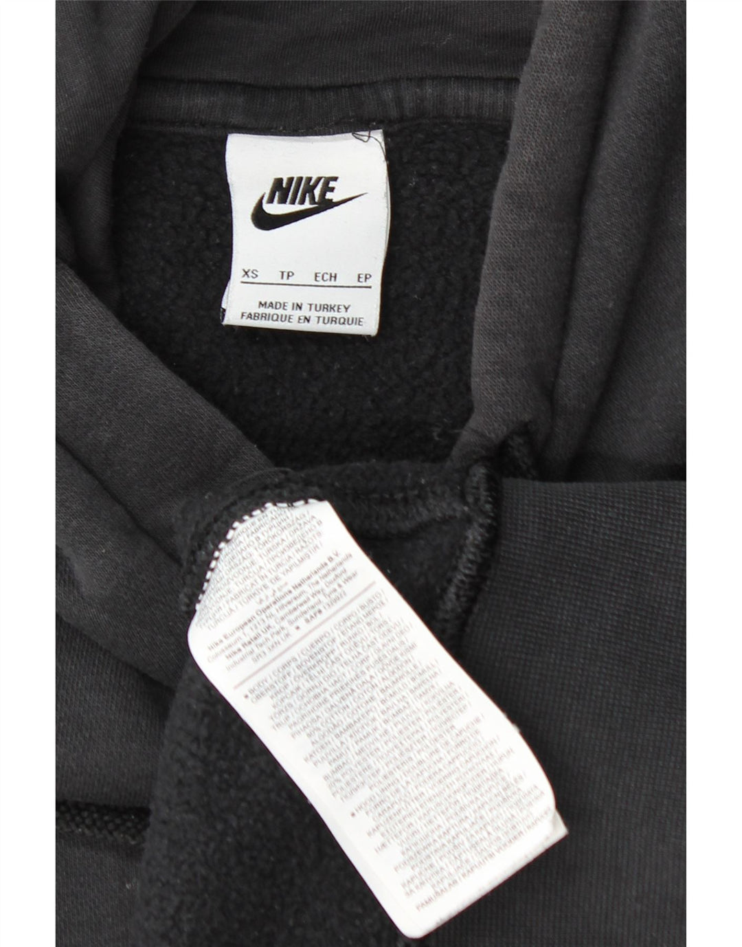 NIKE Womens Oversized Hoodie Jumper UK 6 XS Black Cotton