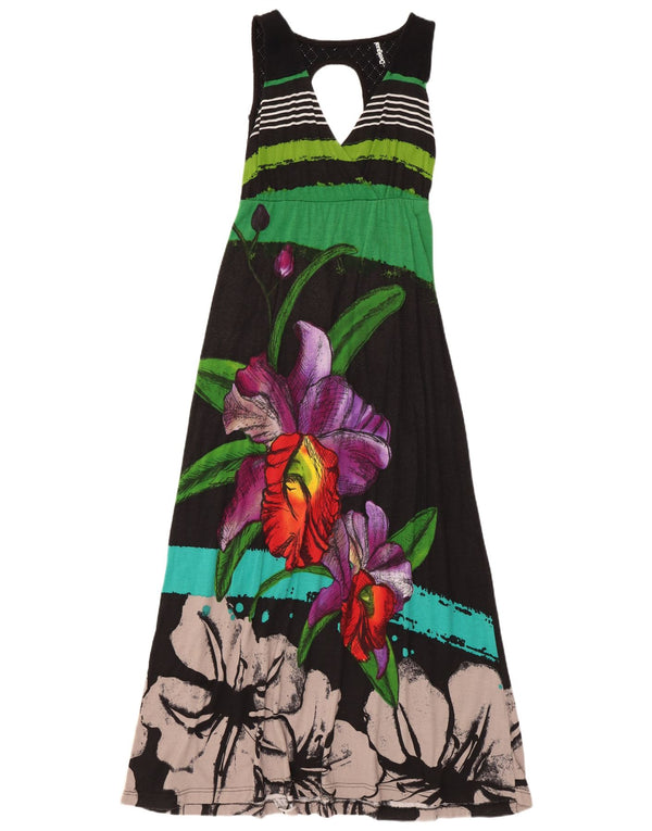 Desigual Womens Graphic Sleeveless Maxi Dress UK 8 Small Black Floral