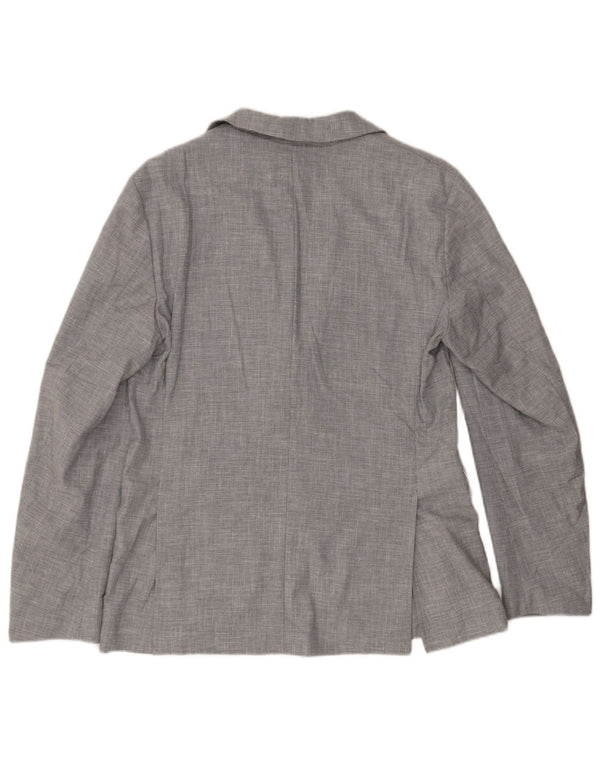 Zara Mens 2 Button Blazer Jacket UK 40 Large Grey Houndstooth Polyester